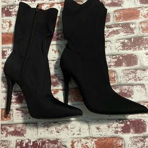 Fashion Nova Sleek Black Heeled Boots